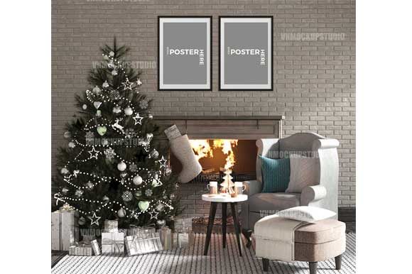 Download Christmas Wall Mockup, Holiday Mockup - Holiday mockup Collection
