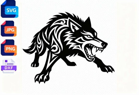 Download Tribal Wolf SVG Design Fierce Animal Art - Fierce animal Collection