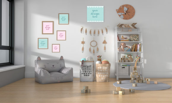 Download Kids Bedroom or Nursery with Empty Frame - Premium Bundle