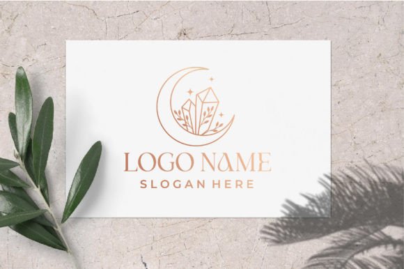 Download Floral Logo Design with Moon and Crystal - Floral logo design Collection